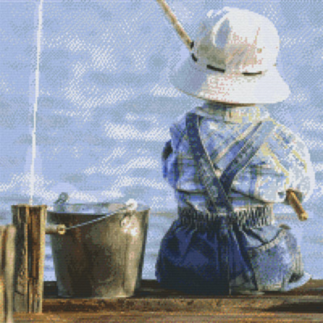 Little Boy Fishing Twenty [20] Baseplate PixelHobby Mini-mosaic Art Kit image 0